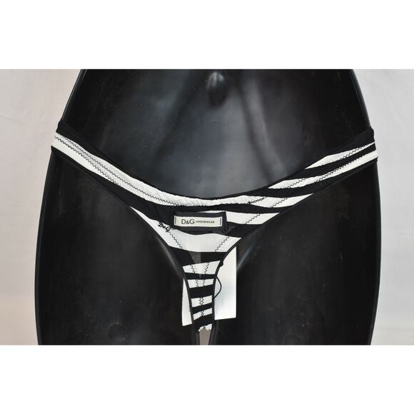 NWT DOLCE GABBANA M51392 BLACK WHITE ZEBRA PRINT LOGO THONG UNDERWEAR S - Picture 2 of 12
